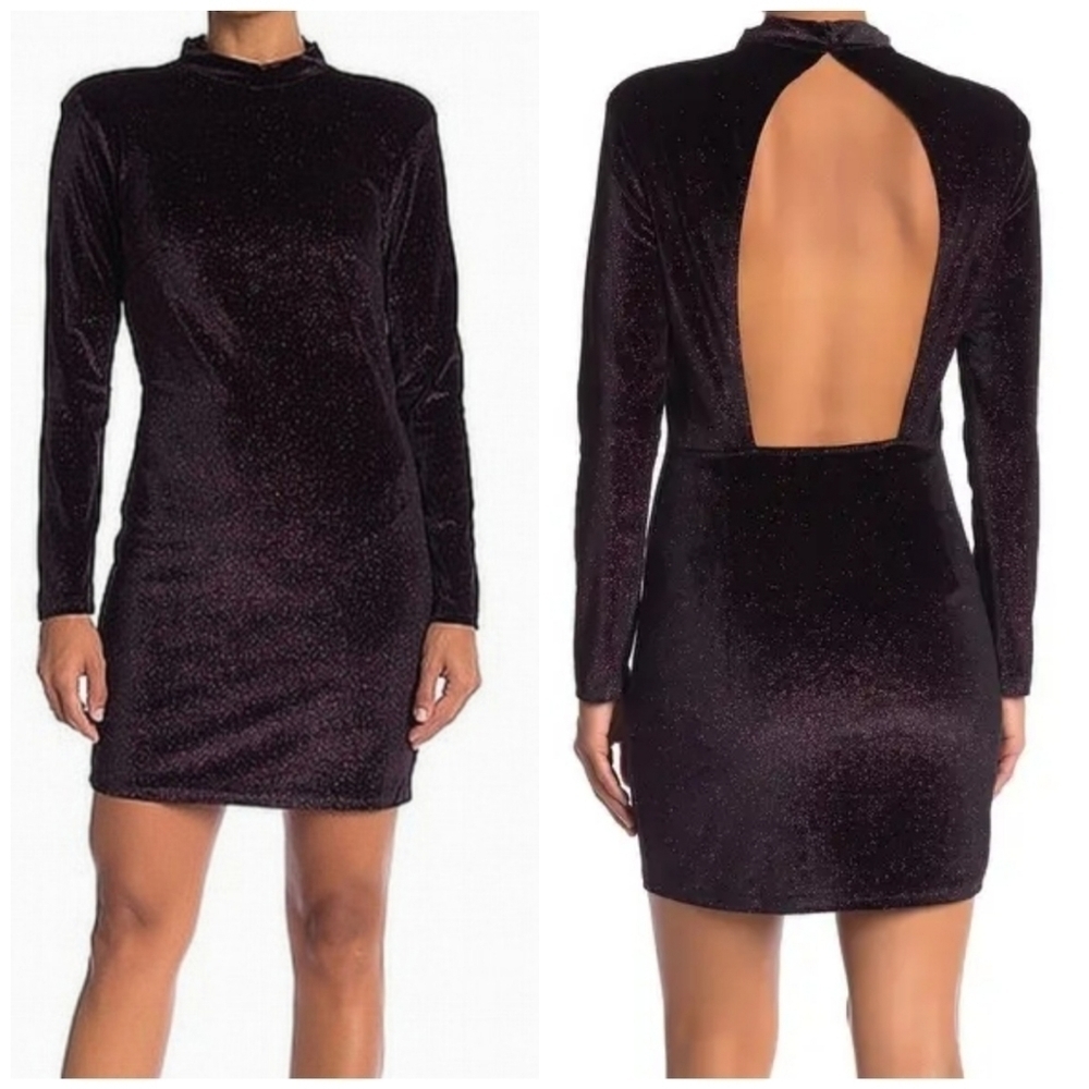 Mello Day Sparkle Wine Velvet Mini Dress NWT Size Large